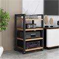 Heavy-Duty Media Storage Cabinet for Living Room Adjustable Stereo Stand with Wheels Home Audio Video Equipment Rack Black Floor-Standing Component Holder-Black-#2-4 Tier