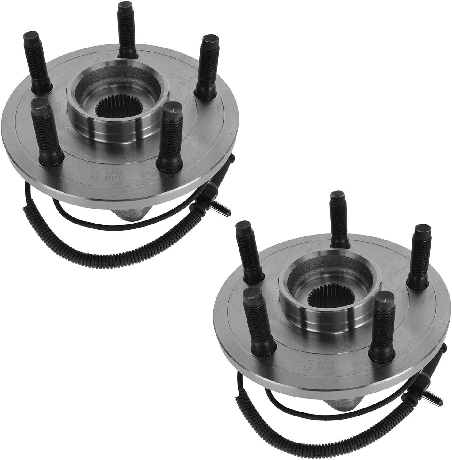 TRQ 2 Piece Front Wheel Bearing & Hub Assembly Set Compatible with 2009-2010 Dodge Ram 1500 2011 Ram 1500