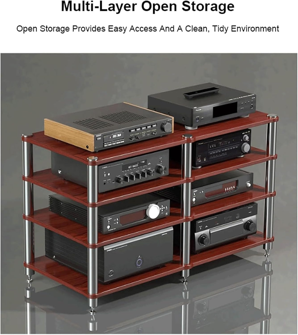 Audio Rack Multi Layer Stereo Rack Audio Equipment Rack Wooden Audio Rack Cabinet AV Cabinet Durable Audio Component Rack Media Rack(Nero,3 Tier)