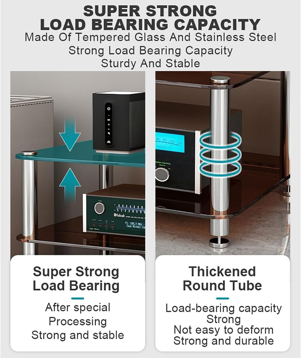 Light Gray CD Rack & DVD Shelf - Space-Saving Media Stand for Game Consoles & Audio Equipment - Easy Assembly Corner Cabinet for Living Room & Bedroom