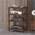 Stereo Rack AV Media Stand Media Audio Rack Tower CD Record Player Stereo Receiver AV Equipment Cabinet Display Stand for Living Room, Gaming, Recording Room(Black walnut,60x48x86cm)