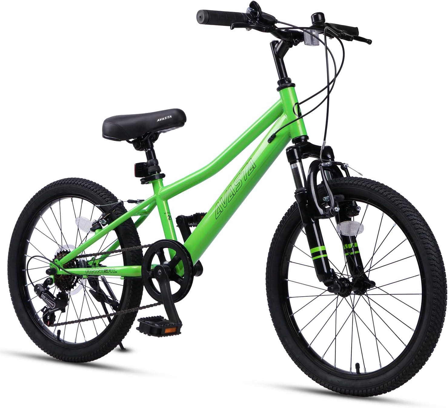 AVASTA Govet 20'' Kids Mountain Bike for 6-12 Years Old Boys Girls with Suspension Fork, 6 Speeds Drivetrain, Multiple Colors