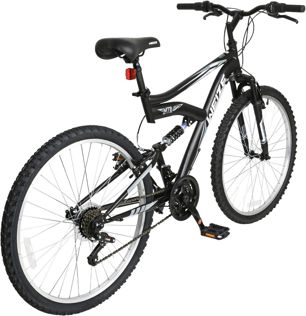 WEIZE Mountain Bike 26 27.5 inch Outdoor Cycling Bike 18-Speed/High-Carbon Steel/Dual Full Suspension, Adjustable Ergonomic Seat for Men Women Adult, MTB Bicycle with Suspension Fork