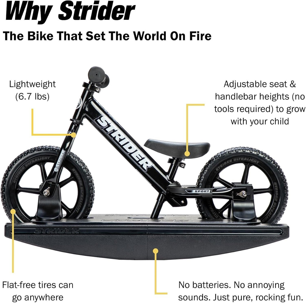 Strider Sport 2-in-1 Rocking Bike - Helps Teach Baby How to Ride a Balance Bicycle - for Kids 6 Months to 4 Years - Easy Assembly & Adjustments