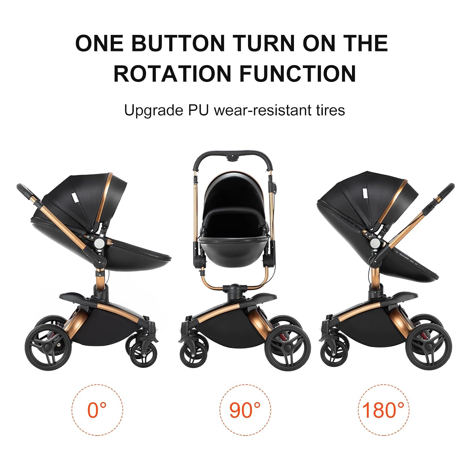 Convertible Baby Stroller with Bassinet, 360° Rotation, Triple Shock Absorption, Foldable, Safe & Comfortable, Aesthetic Pushchair for Newborn Infant Toddler Aged 0-36 Months (Black)