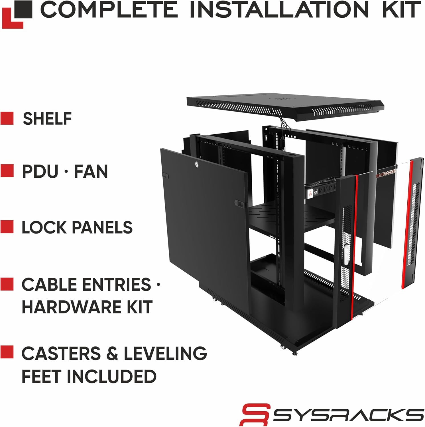 15U Server Rack Cabinet 35' Deep, Deployment-Ready Network Rack Enclosure with PDU, Fan & Shelf, Rolling IT Cabinet for Installers, AV Systems & Infrastructure