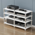 YVYKFZD 2/3/4-Tier AV Media Stand, Stand Audio Rack Corner Component Cabinet, Open Stereo Cabinet with Shock-Absorbing Feet, Power Amplifier Shelf Equipment(Size:White 4 Tier-47.2'X18.9'X33')