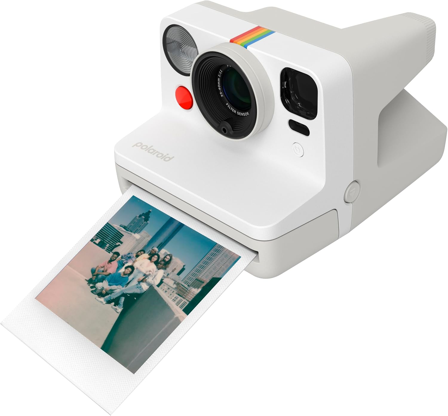Polaroid Now 3rd Generation I-Type Instant Camera + Film Bundle - Now Pebble White Camera + 16 Color Photos (6561)