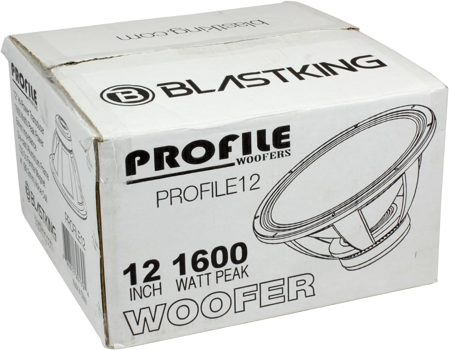 Blastking PROFILE12 12' 1600W High Output Woofer – 800W RMS, 4' Voice Coil, 8 Ω, 95.6 dB, Forced-Air Cooling – Pro Audio Driver for Reflex or Horn Cabinets