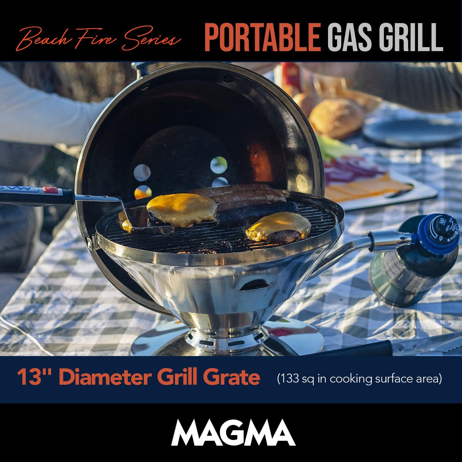 Magma C10-105 Beach Fire Gas Grill | Portable Gas Beach BBQ | Compact Propane Grill | Outdoor Cookout Grill