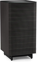 BDI Furniture Corridor 8172-22'' Audio Cabinet with Flow-Through Ventilation, Cable Management, Adjustable Shelves, Louvered Doors, Satin-Etched Tempered Glass Top, Charcoal Stained Ash