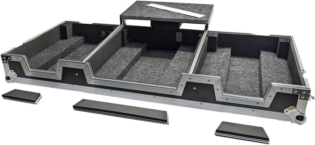 Harmony Audio Cases HCCRSS12DJMA9WLT DJ Flight Case Compatible with Pioneer DJ PLX-CRSS12 & DJM-A9 4 CH with Laptop Shelf, Wheels and Adjustable Foam Velcro Inserts - Black