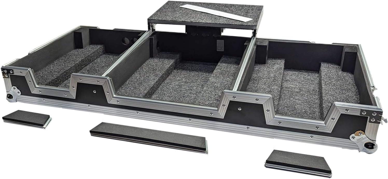 Harmony Audio Cases HCCRSS12DJMA9WLT DJ Flight Case Compatible with Pioneer DJ PLX-CRSS12 & DJM-A9 4 CH with Laptop Shelf, Wheels and Adjustable Foam Velcro Inserts - Black