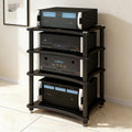 Heavy Duty Audio Component Rack, Large Storage Space AV Media Stand with Shock-Absorbing Foot pegs, Audio Rack Tower CD Player Stand for Home/Office/Audio Video/Theate (Black, 4th)