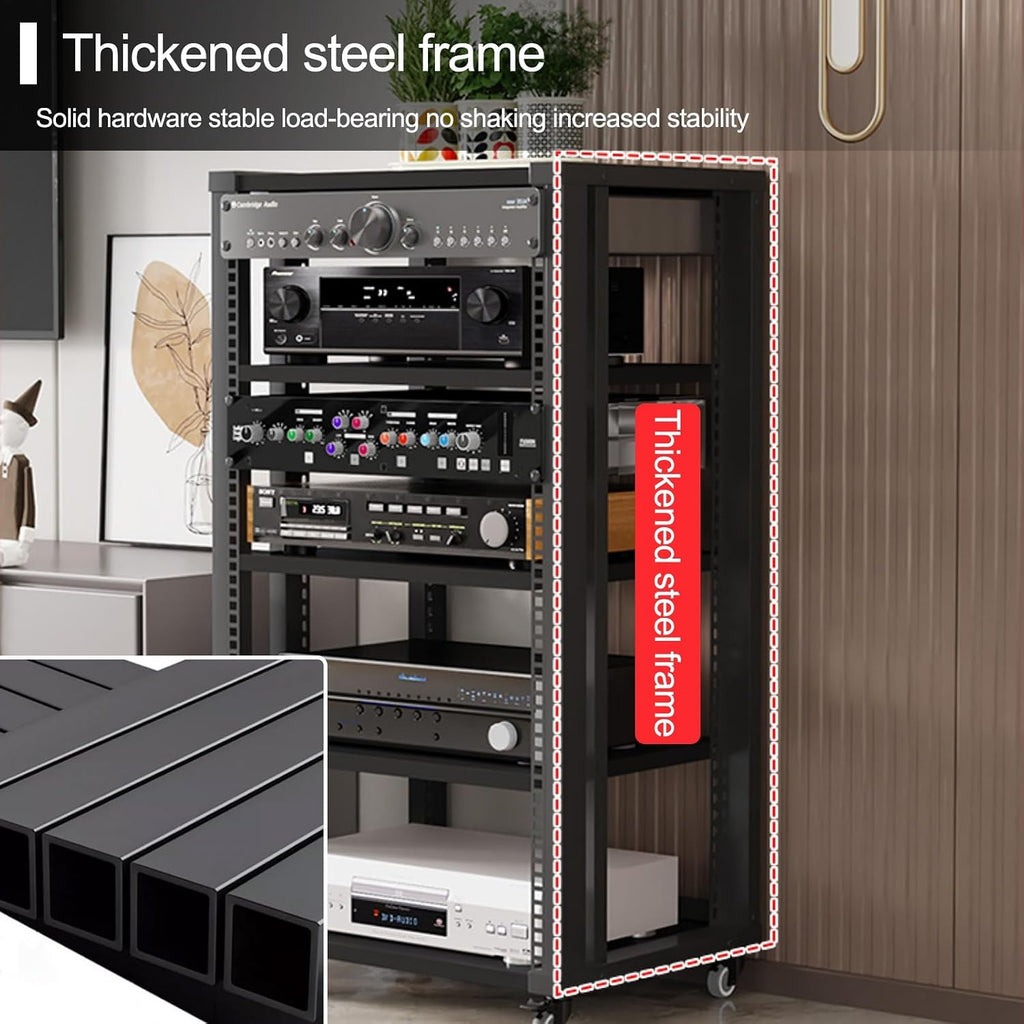 Media Console 5-TierAV Media Stand Audio Rack Tower with Adjustable Shelves, AV Equipment Cabinet Display Stand for Living/Gaming/Recording Room(Yellow)