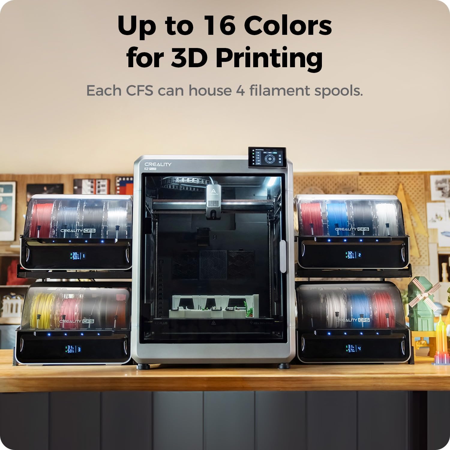Official Creality CFS Multicolor 3D Printer Filament System, Anti-Moisture Filament Storage, Supports 16 Color Printing for K1 MAX/K1 SE/K1C/K1/K2 Plus/K2 Series/K1 Series CFS Kit