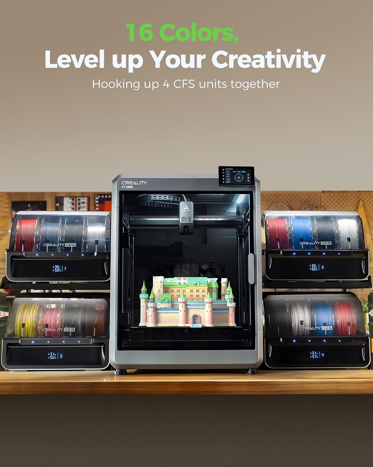 Creality CFS, Multicolor 3D Printer Filament System, Auto Material Identification, Smart Switching/Relay, Compatible for K2 SE/K2 Pro/K2 /K2 Plus/Hi /K1 Series CFS Upgrade Kit