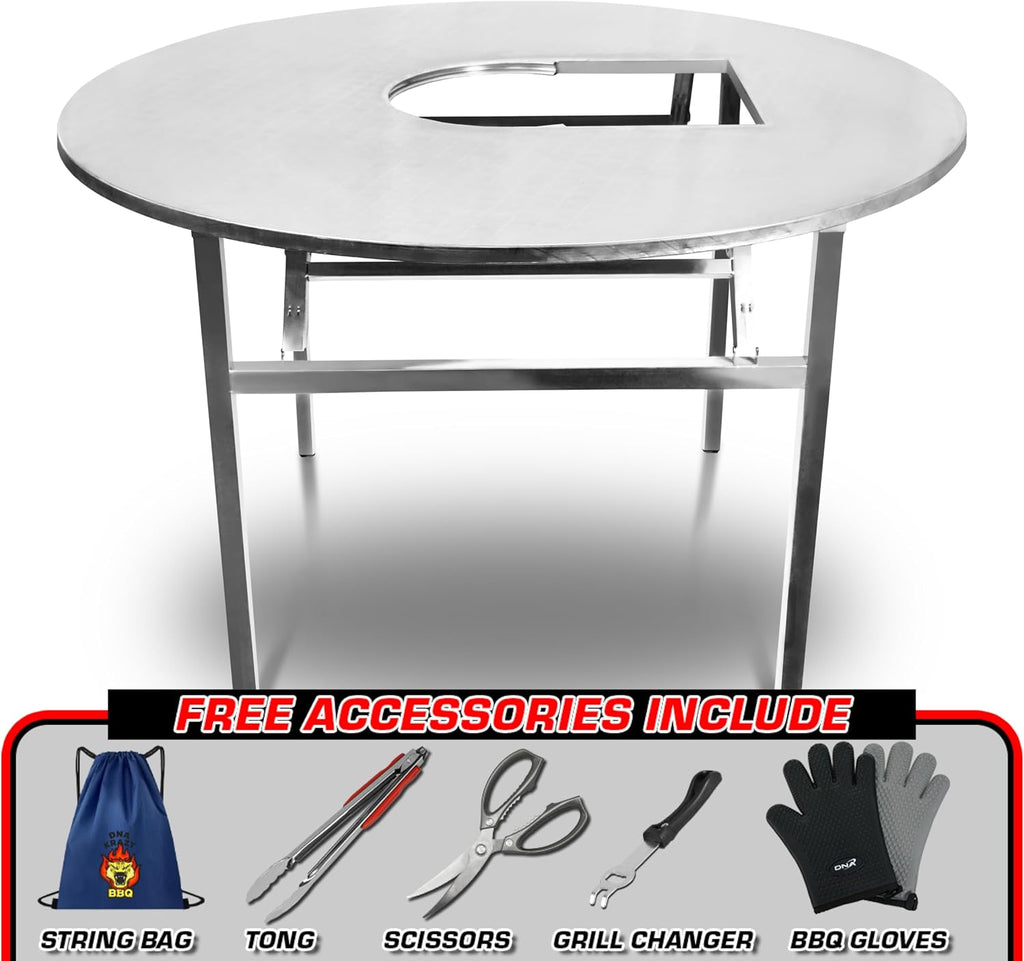 37.5' X 27' Korean BBQ Grill Foldable Outdoor Small Table All-In-One Set (Gas + Charcoal)
