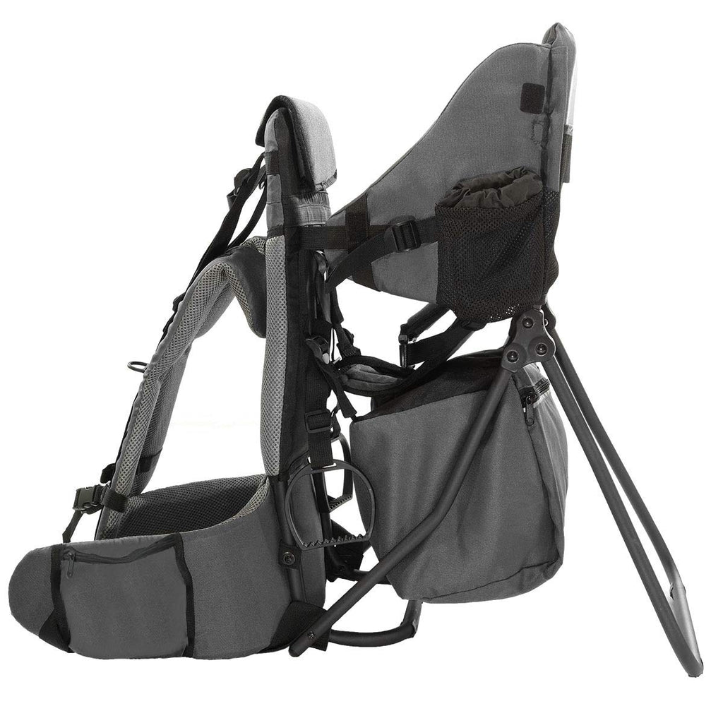 ClevrPlus Cross Country Baby Backpack Carrier, Grey, Toddler Hiking Backpack with Comfortable Seat, Adjustable Straps & Belt, Foldable Frame Lightweight Large Capacity Child Carrier for Outdoor