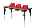 3-Seat Feeding Table (Glace Top, Red Seats, Black T-Mold)