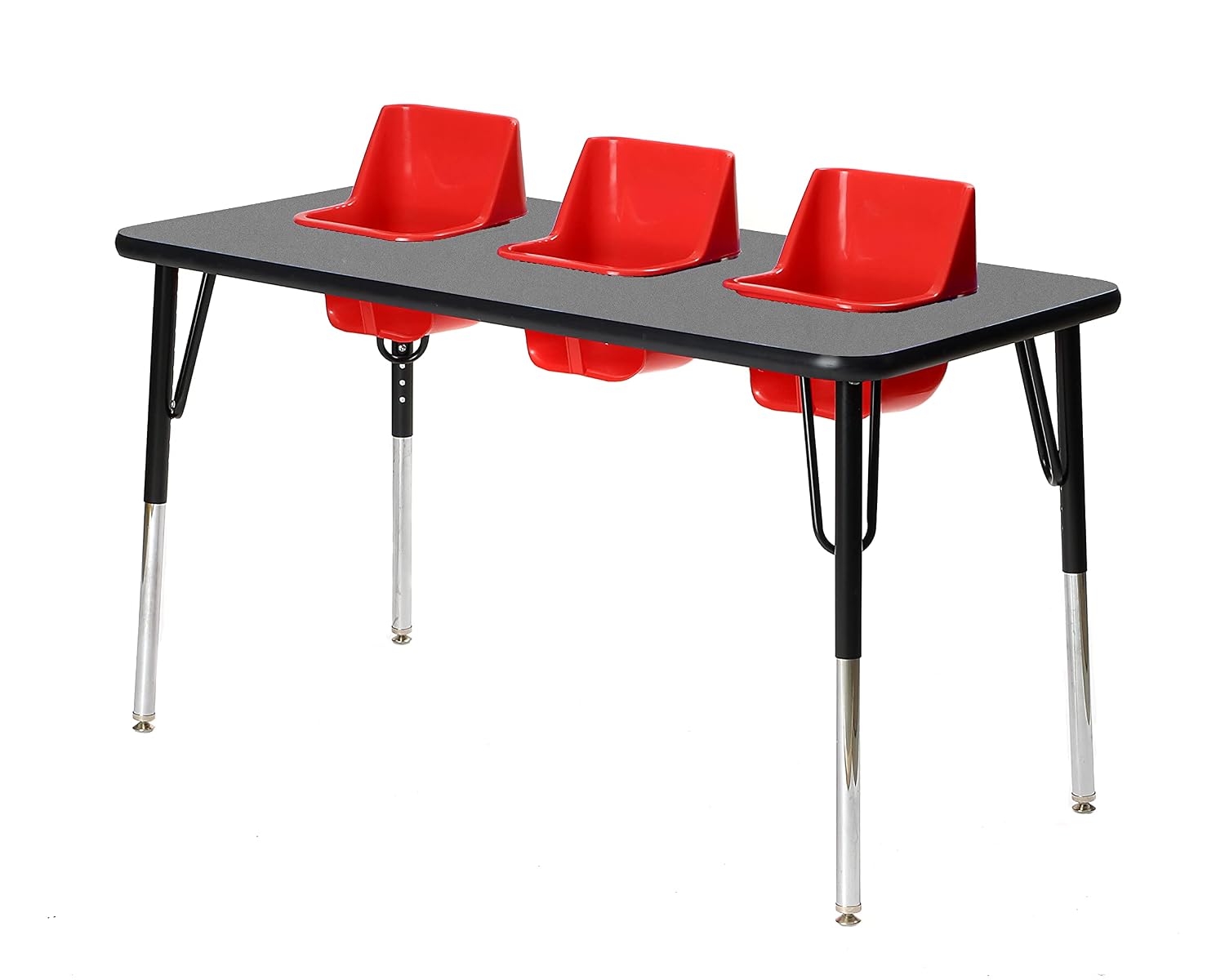 3-Seat Feeding Table (Glace Top, Red Seats, Black T-Mold)