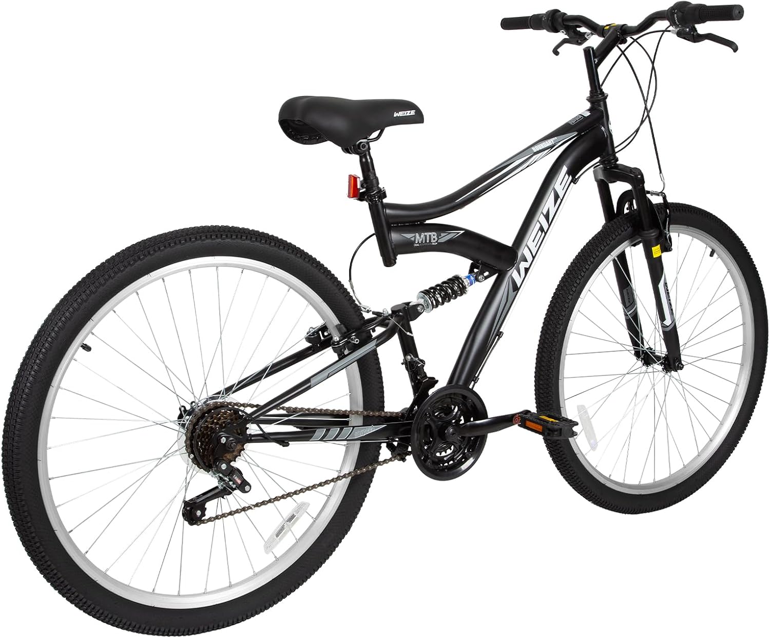 WEIZE Mountain Bike 26 27.5 inch Outdoor Cycling Bike 18-Speed/High-Carbon Steel/Dual Full Suspension, Adjustable Ergonomic Seat for Men Women Adult, MTB Bicycle with Suspension Fork