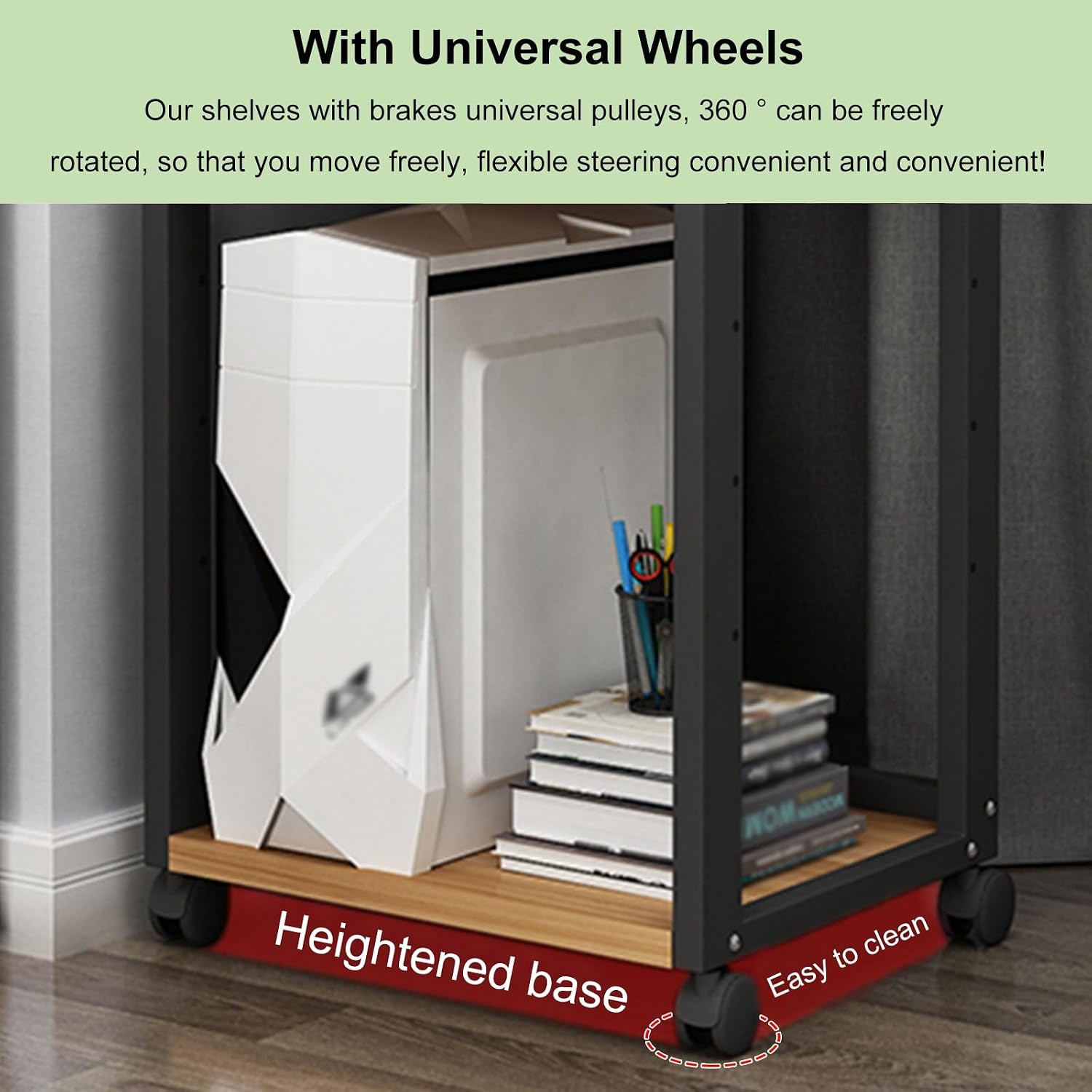 SRNSAEB Audio Equipment Rack On Wheels, Heavy Duty 3 4 Tier DVD Storage Media Shelf/HiFi Racks and Stands for Music Room/Cinema/Commercial Premises, Adjustable Av Component Stand(B,3 Tiers)