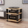 Media Storage Cabinet for Av Equipment Video Game Console Shelf Stereo Rack with Storage Shelves Audio Tower Rack for Consoles/DVDs Black-Brown-60x48x58cm