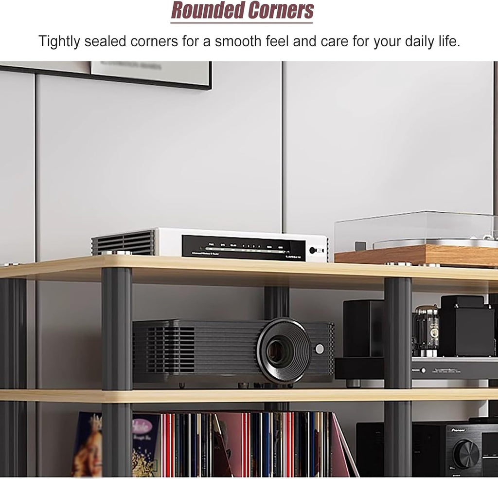 YLLFFLL Living Room Stereo Stand and Storage 120cm Wide, 3/4 Tier Audio/Video Shelving, Entertainment Component Stand Modern Stereo Cabinet, Heavy Duty Studio Equipment Cabinet(Black,3 Tier)