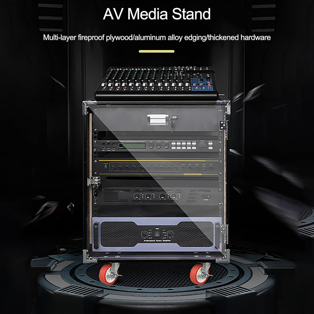 Rack Audio Tower AV Media Stand Corner Audio Tower with Storage Shelves and Steel Frame, Equipment Console Shelf Corner Entertainment Center(Black3)