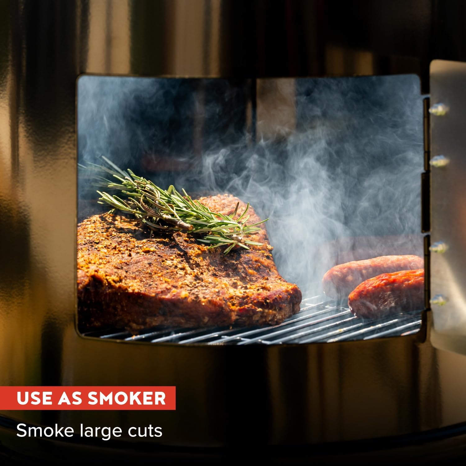 Megamaster Vertical 18 Inch Charcoal BBQ Smoker, 4-in-1 Portable Outdoor Grill with Adjustable Air Vent, 600 SQ. In Cooking Area, Built-in Temperature Gauge, BBQ Grill for Camping, Picnics - 810-36014