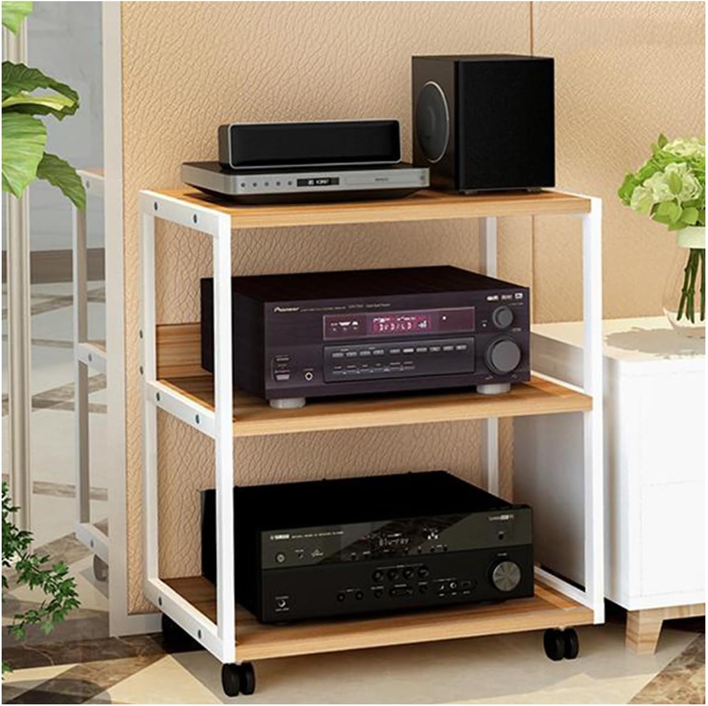 AV Media Stand,3-Tier Movable Media Stand Audio/Video Rack,Audio and Video Equipment Storage Rack,Suitable for Offices,Living Rooms,and Study Rooms (Color : Style 1)