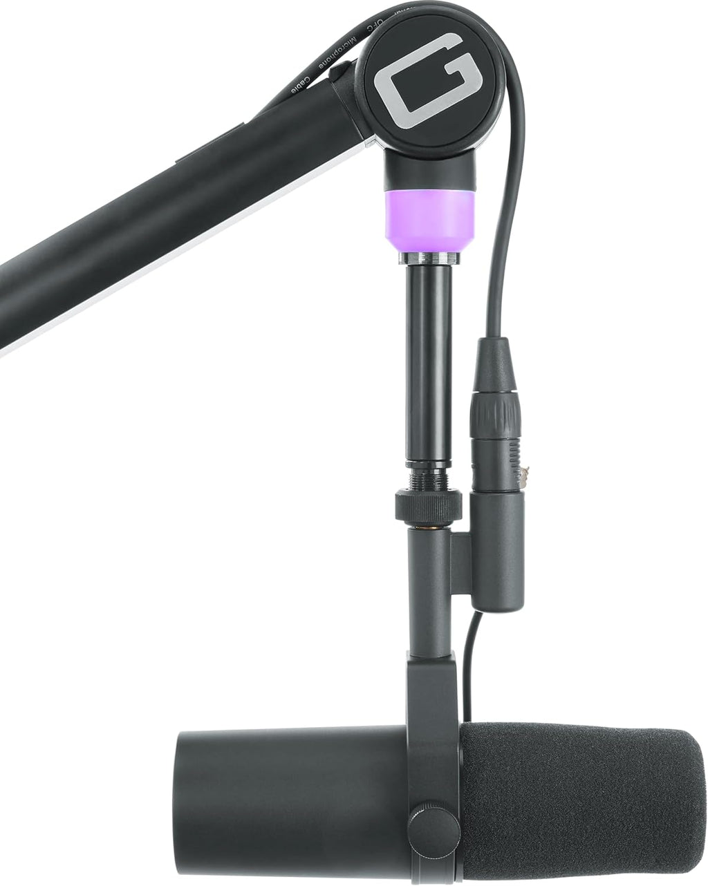 Gator Frameworks Professional Desktop Broadcast/Podcast Microphone Boom Stand with On-Air Indicator Light, Blue,Violet, & Red (GFWMICBCBM4000)