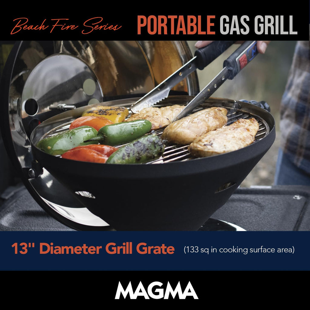 Magma C10-105-G Graphite Beach Fire Gas Grill | Portable Gas BBQ | Compact Propane Grill | Stylish Outdoor Cooker
