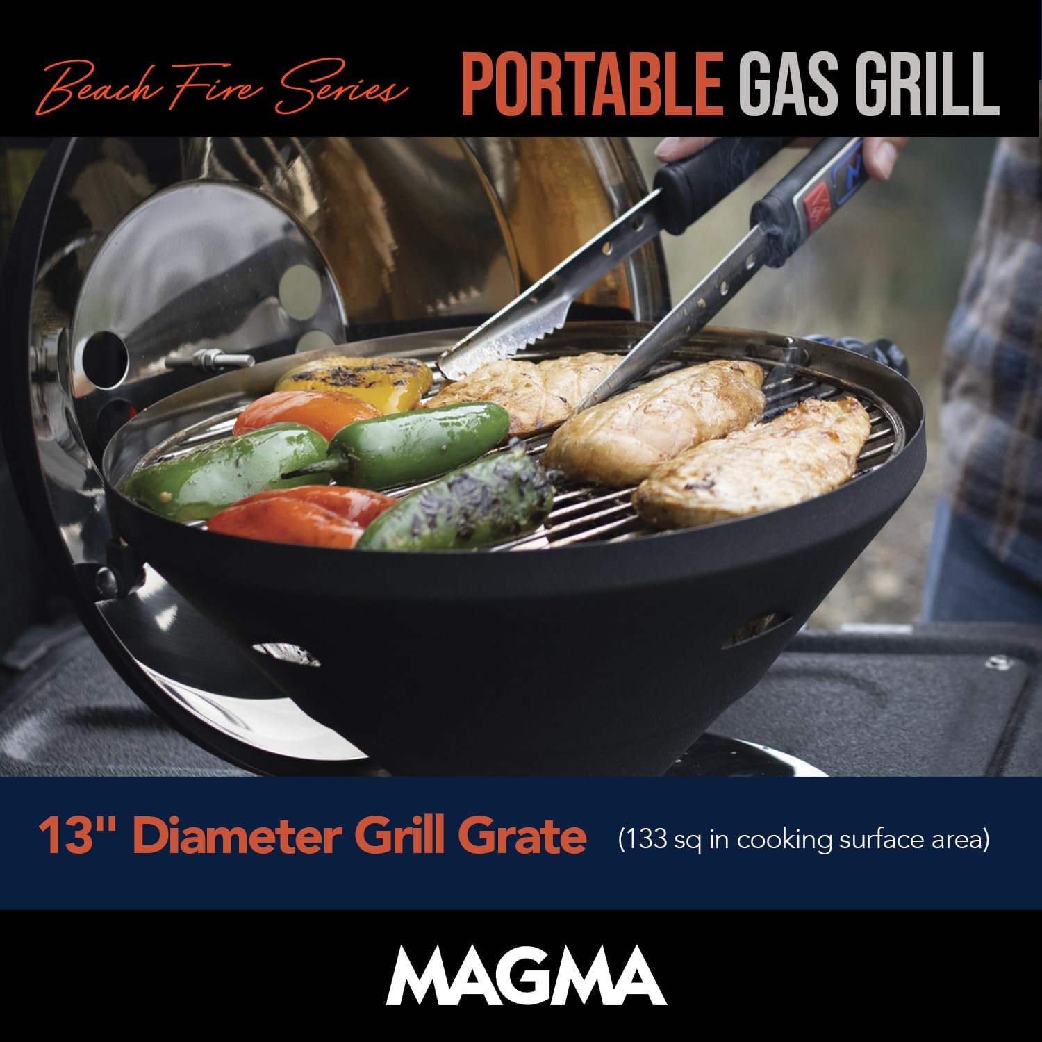 Magma C10-105-G Graphite Beach Fire Gas Grill | Portable Gas BBQ | Compact Propane Grill | Stylish Outdoor Cooker