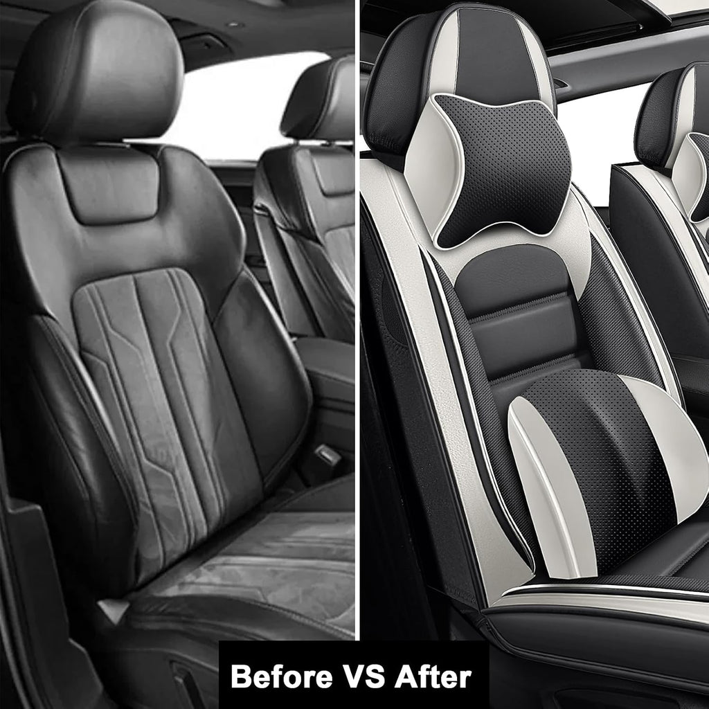2 Car Seat Covers for Subaru Outback 2000-2026 Breathable Leather,Waterproof Car Seat Protectors with Comfort Headrest Pillows,Automotive Vehicle Cushion with Storage Pockets (Luxury,Gray)