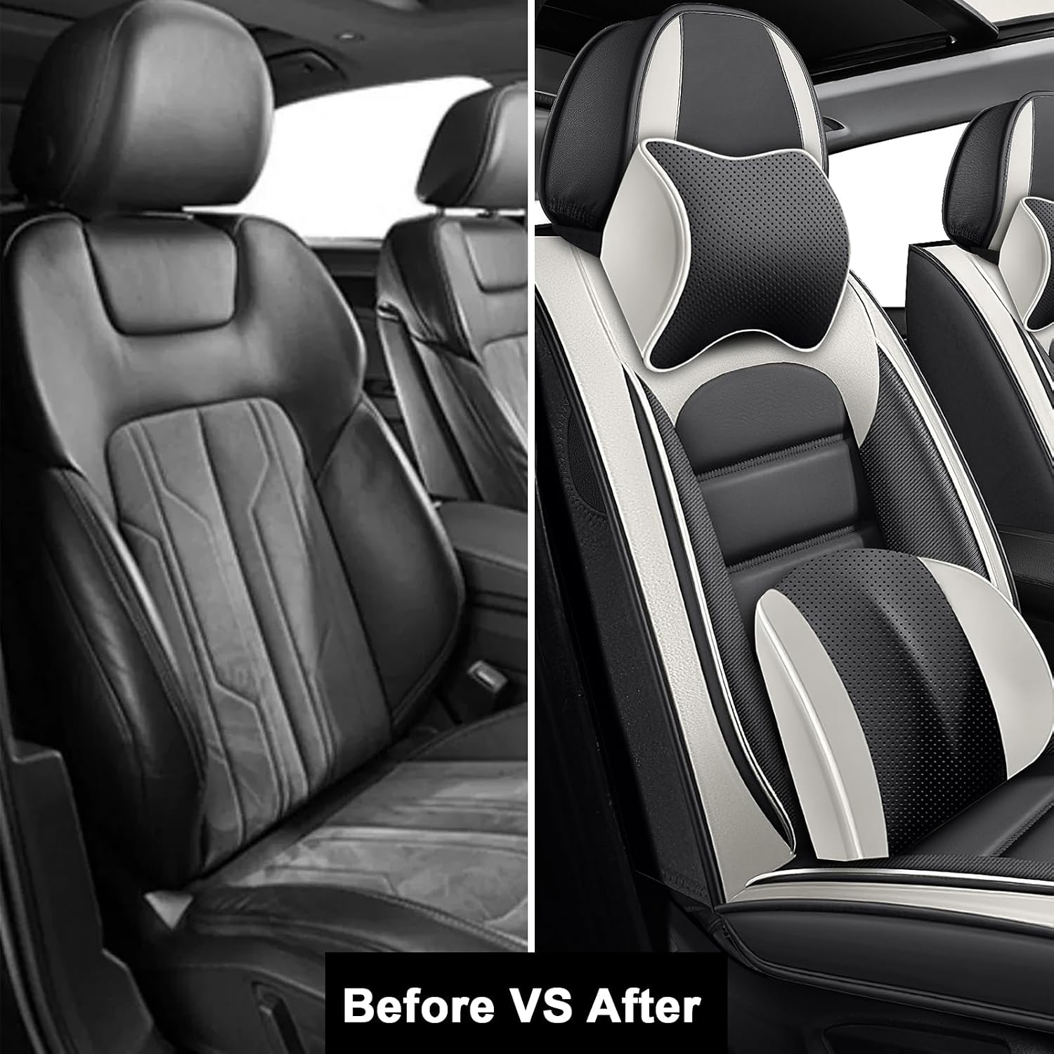 2 Car Seat Covers for Subaru Outback 2000-2026 Breathable Leather,Waterproof Car Seat Protectors with Comfort Headrest Pillows,Automotive Vehicle Cushion with Storage Pockets (Luxury,Gray)