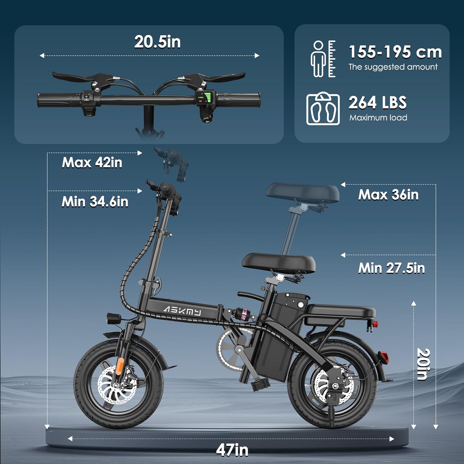 REOCRO Foldable Electric Bike for Adults, 14' Mini Folding E-Bike with 48V 10AH/20AH Removable Battery, 30-60 Miles PAS Range, 700W Peak Motor, Electric Bicycle for Daily Commuting and City Riding