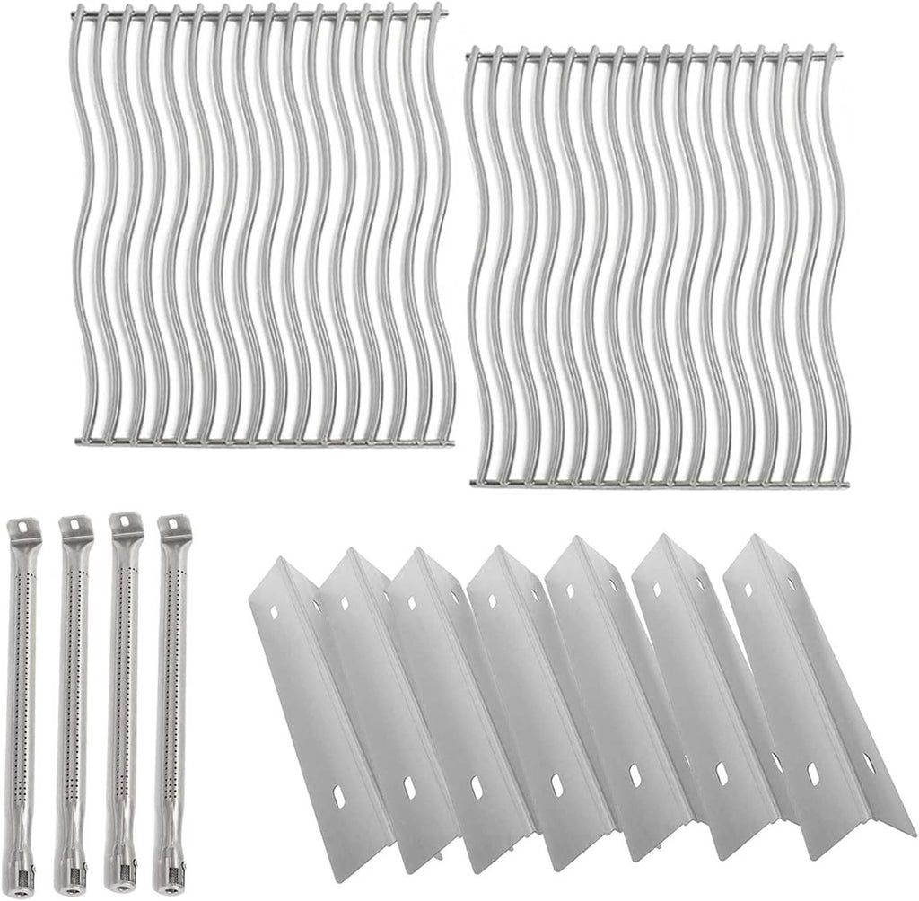 MixRBBQ BBQ Future Grill Replacement Parts for Napoleon Prestige 500 and Built-in Prestige 500, Stainless Steel 7-Pack Heat Plates, 4-Pack Burner and 2-Pack Grate Grid for Napoleon
