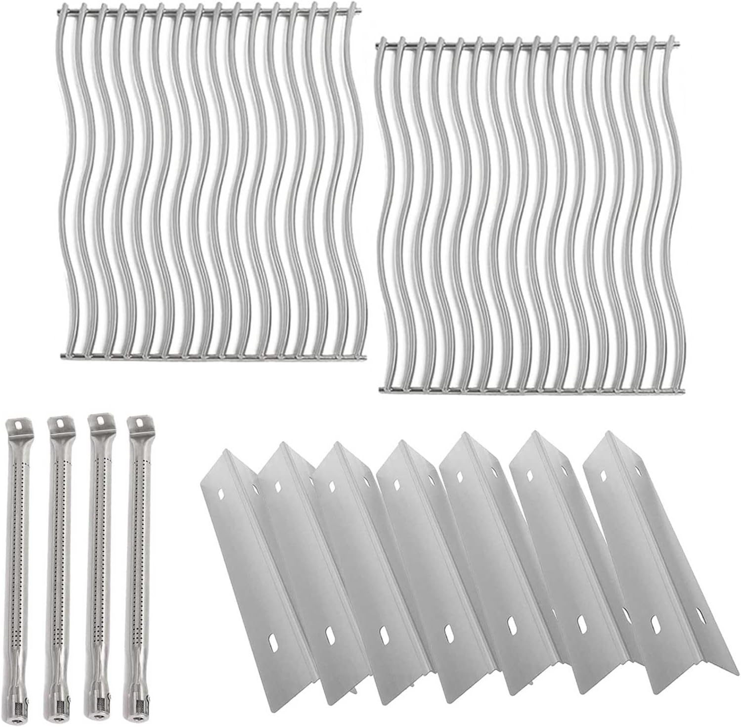 MixRBBQ BBQ Future Grill Replacement Parts for Napoleon Prestige 500 and Built-in Prestige 500, Stainless Steel 7-Pack Heat Plates, 4-Pack Burner and 2-Pack Grate Grid for Napoleon