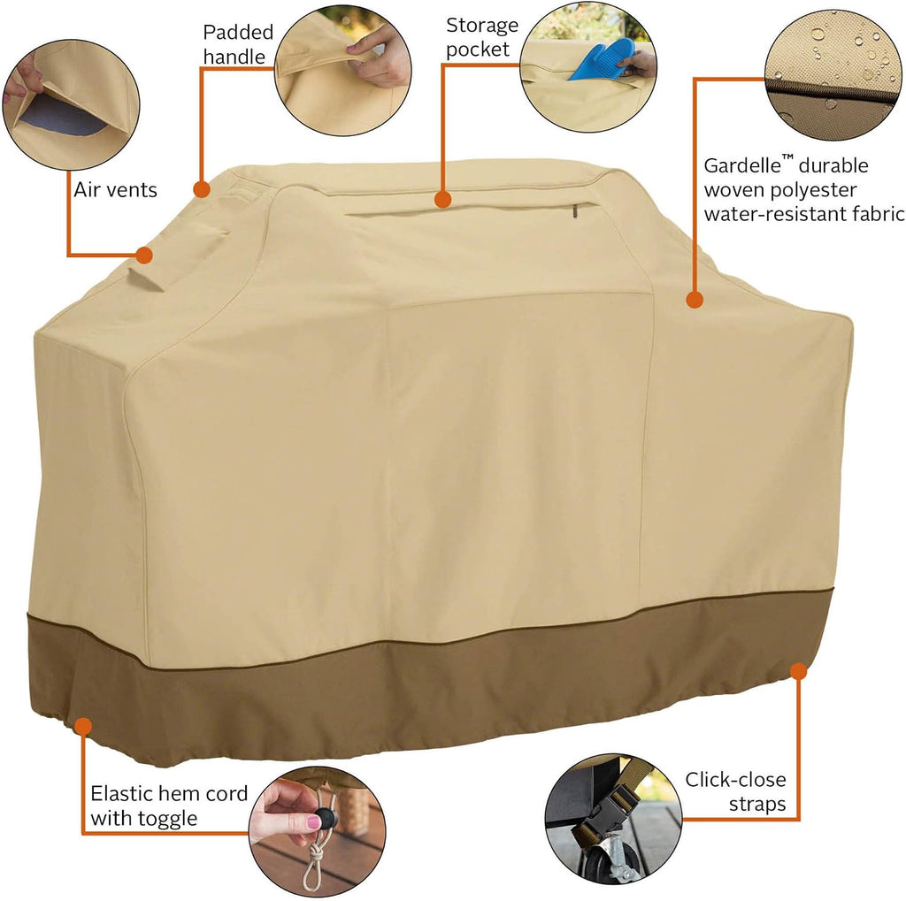 Classic Accessories Veranda Water-Resistant 64 Inch BBQ Grill Cover and 38 Inch Patio Lounge Chair Cover Bundle
