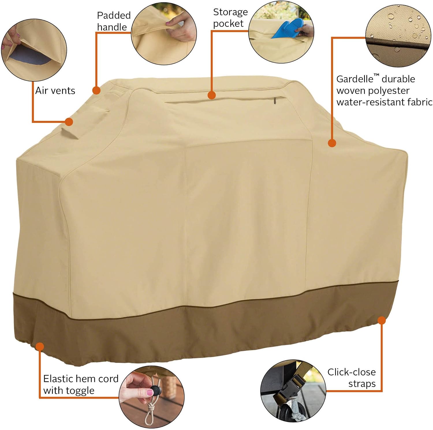 Classic Accessories Veranda Water-Resistant 64 Inch BBQ Grill Cover and 38 Inch Patio Lounge Chair Cover Bundle