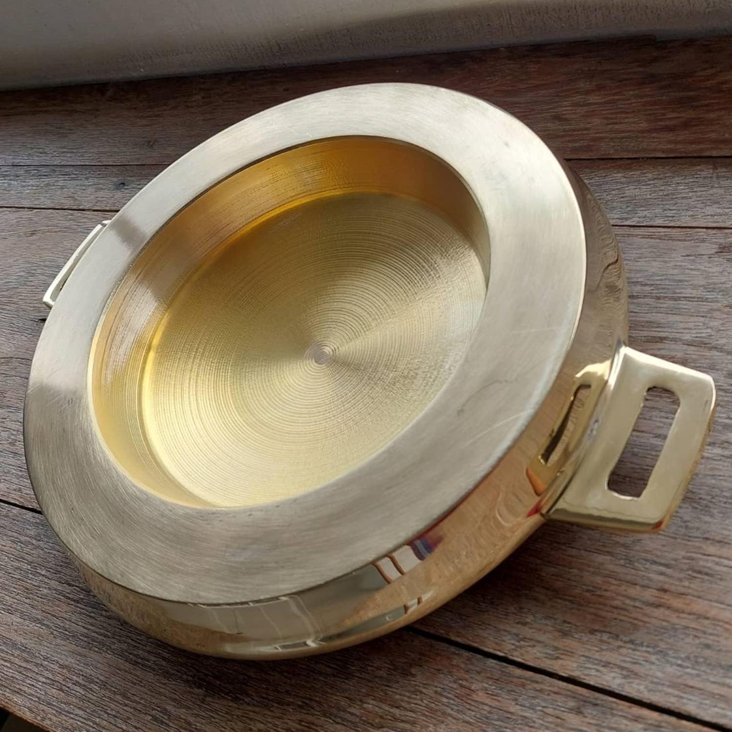 Mookata Brass Grill Pan Thai Korean Japanese Style BBQ Grill Steak Hot Pan Nonstick Indoor/Outdoor Cooking 11in.