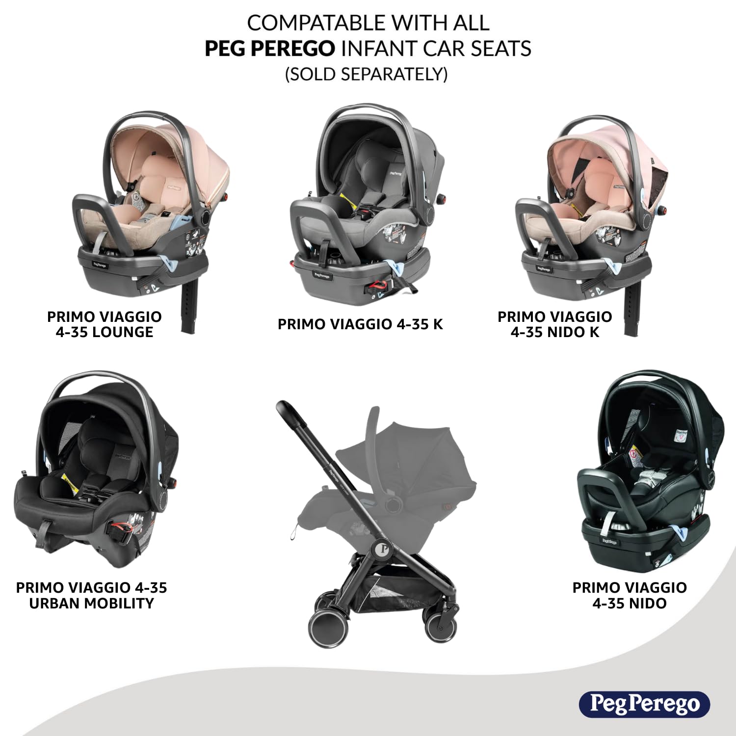 PEG City Loop Frame Only | Compact Travel System from Infant to Toddler | Air Travel Friendly | Compatible with All Primo Viaggio Infant Car Seats-Sold Separately