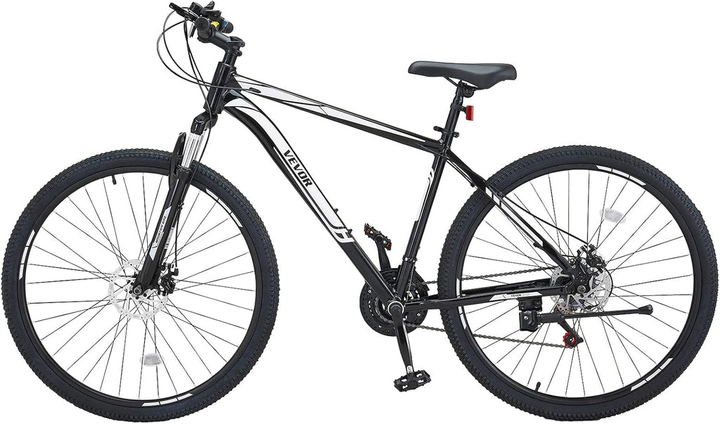 VEVOR Mountain Bike for Men/Women, 20'/26'/29' Sizes, 7/21/24 Speed Twist Shifting, Front or Dual Suspension, Dual Disc Brakes, Comfort Saddle, Sleek Colors