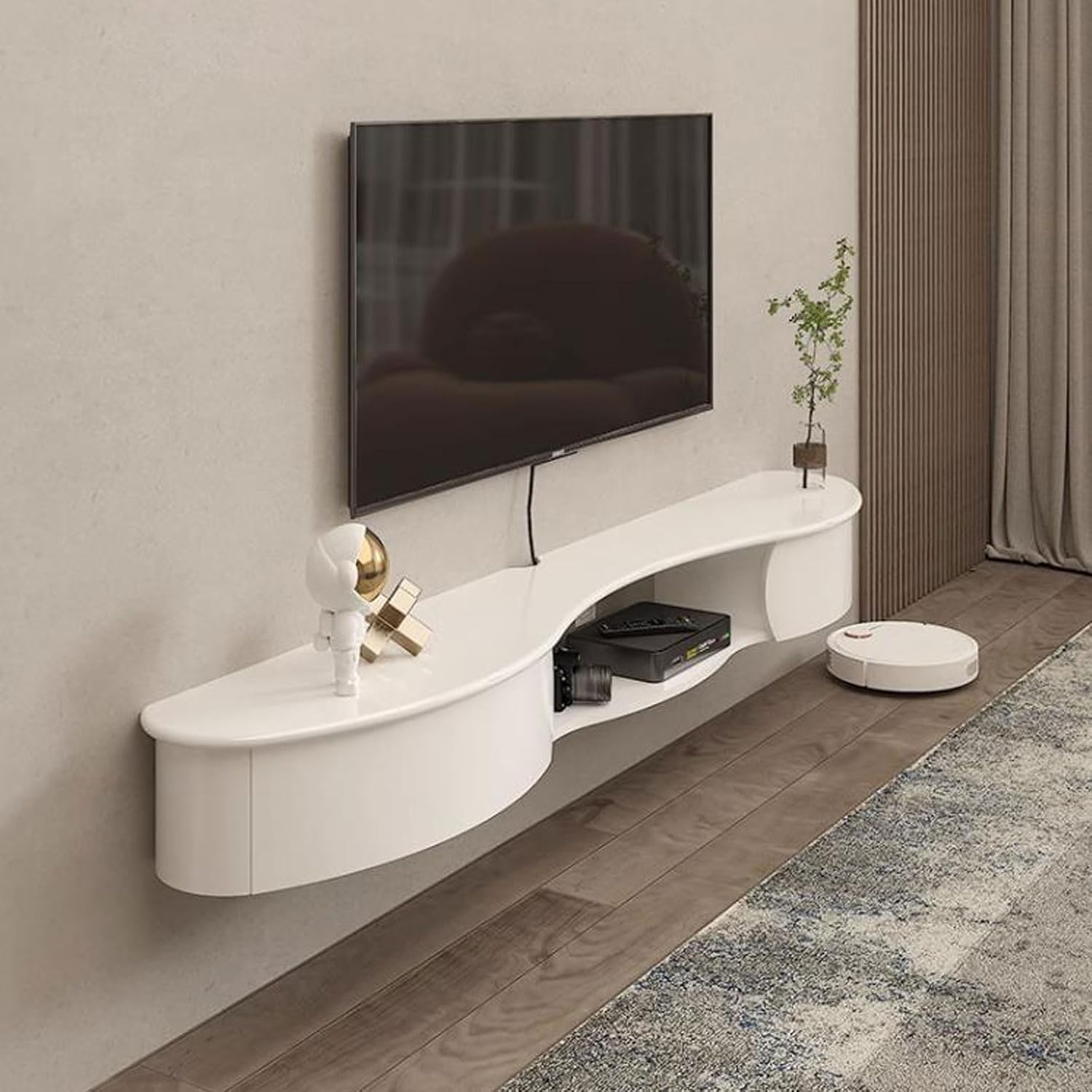 Wall Mounted TV Cabinet Floating TV Shelf Wall Shelf TV Stand Media TV Console TV Bracket Router Set top box CD DVD Players Storage Shelf Book Shelf With drawer Audio-visual Equipment Shelves White