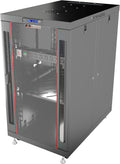 Home Lab Server Rack Cabinet 19' 18U – Premium Series 35' Deep Network Rack Enclosure with Glass Door, Quiet Cooling Fans & Thermostat, PDU, Shelf, Lockable Cabinet for NAS & Home Network