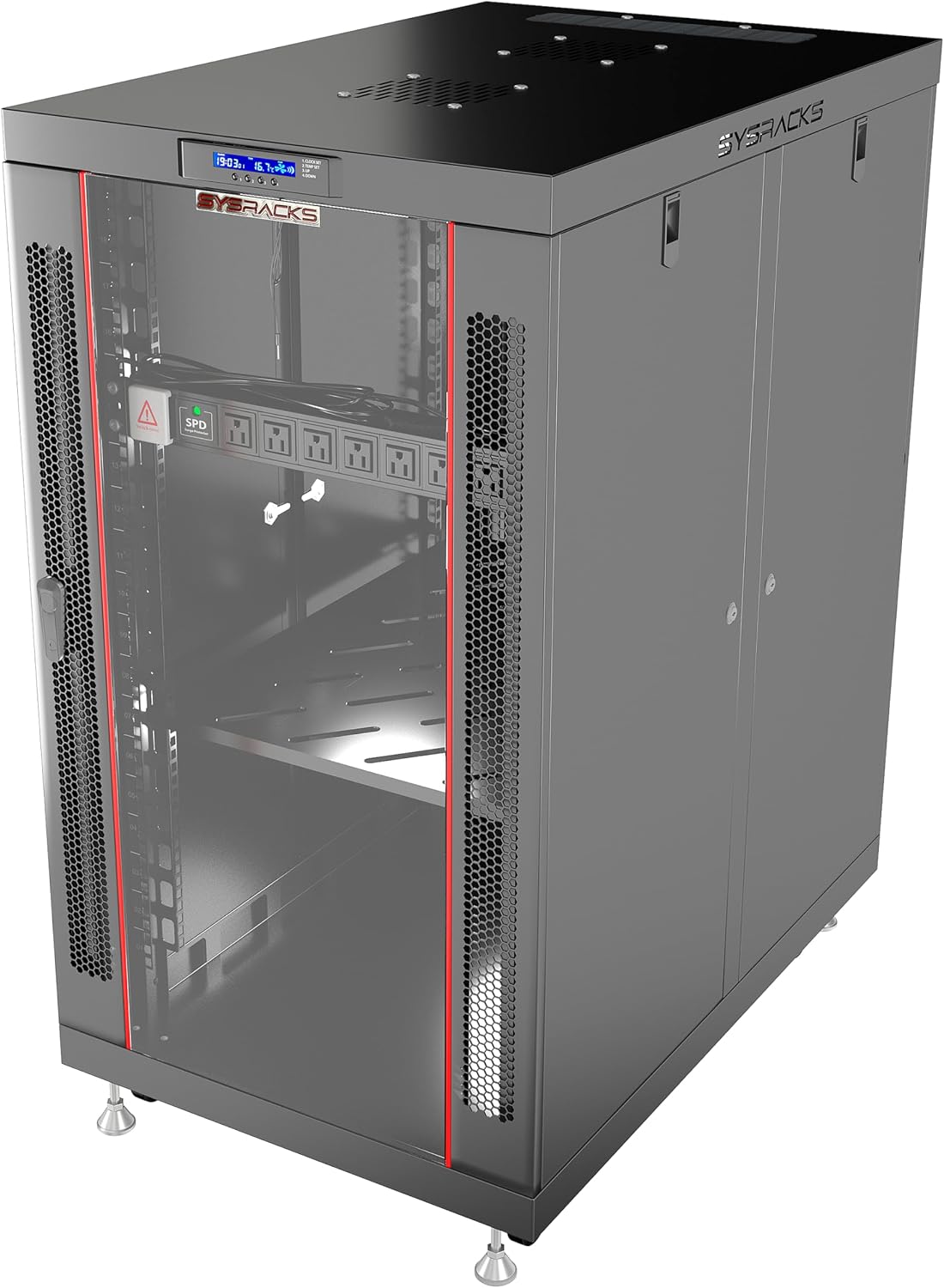 Home Lab Server Rack Cabinet 19' 18U – Premium Series 35' Deep Network Rack Enclosure with Glass Door, Quiet Cooling Fans & Thermostat, PDU, Shelf, Lockable Cabinet for NAS & Home Network