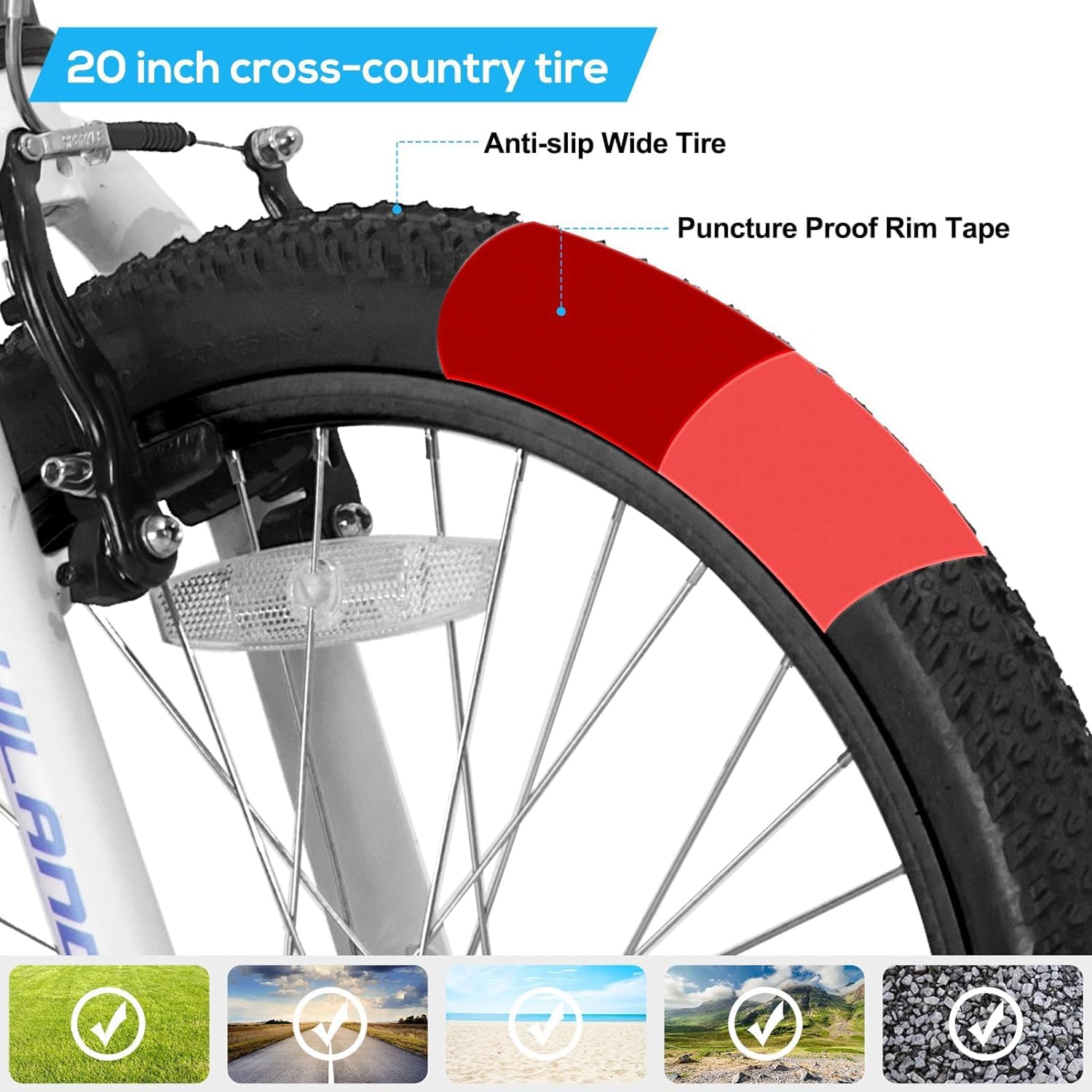 Hiland 20 24 Inch Mountain Bike for Kids Age 5 + Year Old, Front Suspension Fork Kids' Bicycles for Boys Girls Multiple Colors