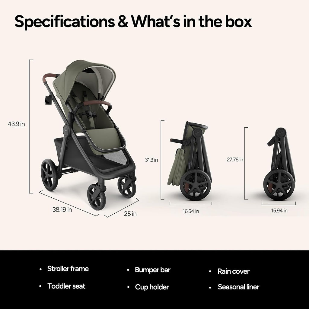 Mompush Ultimate 3 Baby Stroller, Premium Convertible Full-Size Stroller for Toddler to 50 lbs – 11.8' All-Terrain Wheels; Four-Wheel Suspension; Reversible Extendable Seat; One-Second Fold